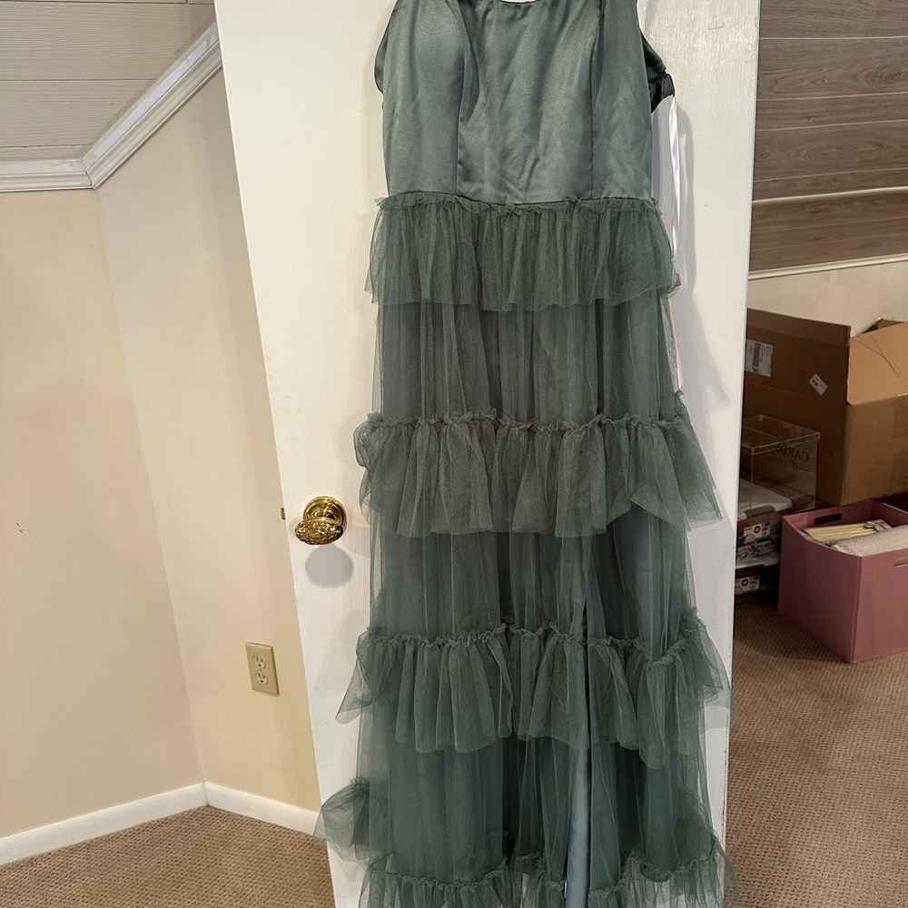 Revelry Frankie Convertible Rosemary Satin Dress